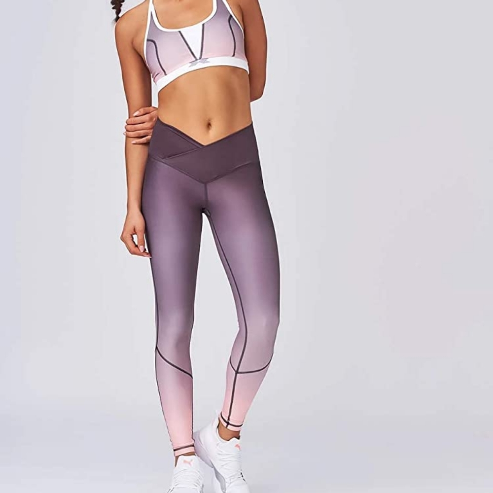Swedish Fall Lifting Athletes Leggings Gray Pink Ombre XS